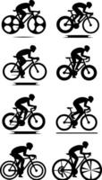 Simple Logo Clipart, Abstract Silhouette Bicyclist Wave Style Illustration of Bike Cycling Bicycle Sports Race Icon vector