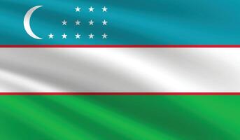 National Flag of Uzbekistan. Uzbekistan Flag. Waving Uzbekistan flag. vector