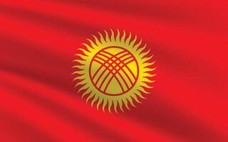 National Flag of Kyrgyzstan. Kyrgyzstan Flag. Waving Kyrgyzstan flag. vector