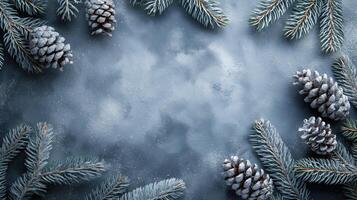 A blue background with pine cones on it photo