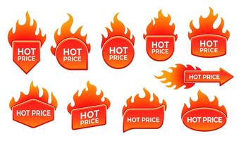 caliente precio acuerdo etiquetas promoción oferta emblemas vector