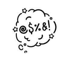 Comic swear speech bubble, hate dialogue cloud vector