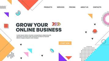 Abstract modern Memphis landing page template vector