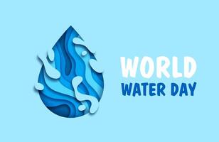 World water day banner with paper cut drop vector