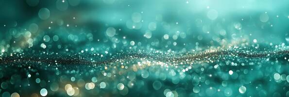 Ethereal teal glitter wave on a shimmering background photo