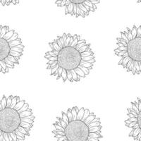 Sunflower pattern background. Handrawn of sunflower pattern. Doodle sunflower pattern background. Retro 90s Sunflower Seamless Pattern background.. vector