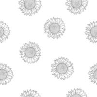 Sunflower pattern background. Handrawn of sunflower pattern. Doodle sunflower pattern background. Retro 90s Sunflower Seamless Pattern background.. vector