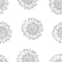 Sunflower pattern background. Handrawn of sunflower pattern. Doodle sunflower pattern background. Retro 90s Sunflower Seamless Pattern background.. vector