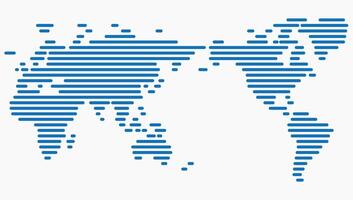 Horizon strip line world map on white background. vector