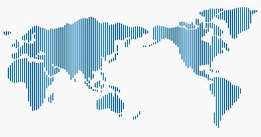 Vertical strip line world map on white background. vector