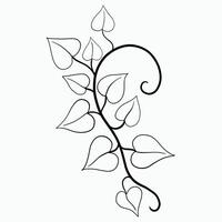 Floral ivy drawing decorative ornament flat design. vector