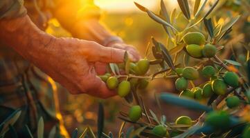 olive oil production olive oil harvesting in olive grove photo