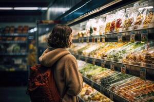 Woman shopping for groceries in supermarket photo