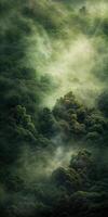 Enchanted forest in misty twilight photo