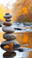 Zen Stones in Autumn River photo