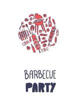 Barbecue composition with text. design. vector