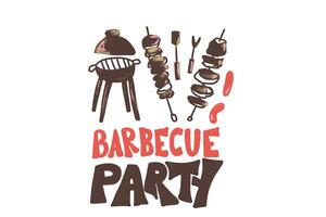 Barbecue composition with text. design. vector
