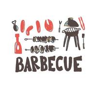 Barbecue composition with text. design. vector