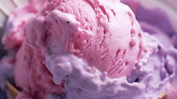 Extreme close-up of ice-cream. Food photography photo