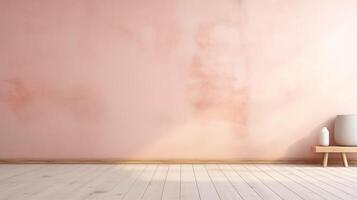Minimalistic pastel pink gentle background. Empty space of room, product display photo
