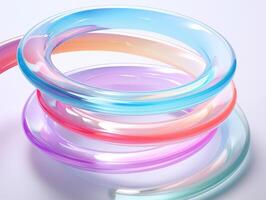 Colorful glassy swirls creating a fluid motion in 3D abstract rendering photo