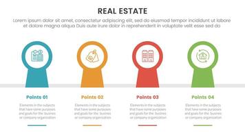 real estate property infographic template banner with keyhole horizontal timeline style with 4 point list information for slide presentation vector