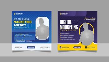 Digital Marketing Social Media Post Template, Online Live Webinar, Business Conference, Guest Speaker Web Banner Square Flyer Design Set. vector