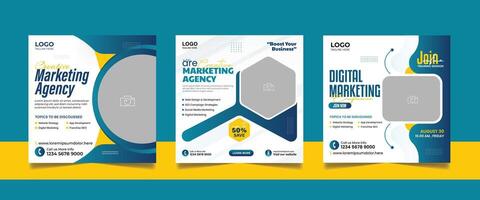 Digital Marketing Social Media Post Template, Online Live Webinar, Business Conference, Guest Speaker Web Banner Square Flyer Design Set. vector