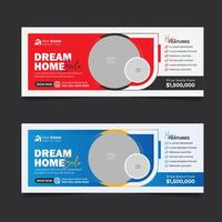 Real estate business house property sale advertising cover page banner design template. vector