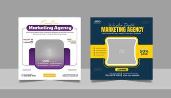 Digital Marketing Social Media Post Template, Online Live Webinar, Business Conference, Guest Speaker Web Banner Square Flyer Design Set. vector