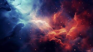 Intense fiery clouds on celestial background contrasting cool and warm tones photo