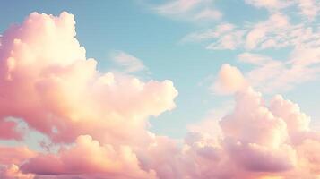 Sunset sky cloud background with vibrant pink and blue colors photo