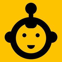 Editable robot icon with yellow backround vector