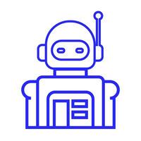 editable robot icon in blue line style vector