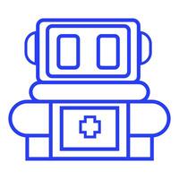 editable robot icon in blue line style vector