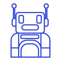 editable robot icono en azul línea estilo vector