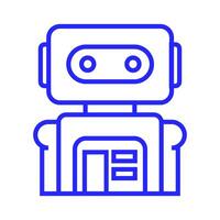 editable robot icon in blue line style vector