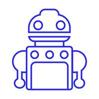 editable robot icon in blue line style vector