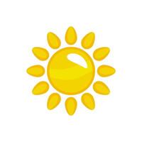 Yellow sun illustration with white circle suitable for summer themed designs, weather forecast graphics, solar energy concepts, and nature inspired backgrounds vector