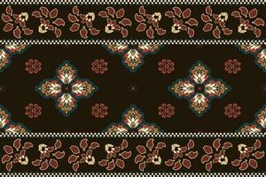 ikat tribal indio sin costura modelo. étnico azteca tela alfombra mandala ornamento nativo boho cheurón textil.geometrico africano americano oriental tradicional ilustraciones. bordado estilo. vector