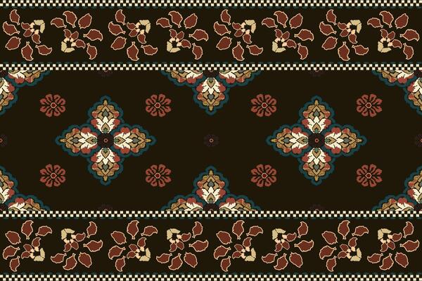 Ikat tribal Indian seamless pattern. Ethnic Aztec fabric carpet mandala ornament native boho chevron textile.Geometric African American oriental traditional illustrations. Embroidery style.