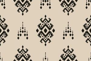 ikat tribal indio sin costura modelo. étnico azteca tela alfombra mandala ornamento nativo boho cheurón textil.geometrico africano americano oriental tradicional ilustraciones. bordado estilo vector