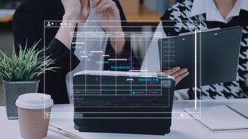 Project manager working with Gantt chart schedule to plan tasks and deliverables. Scheduling activities with a planning software, Corporate strategy for finance, operations, sales, marketing. video