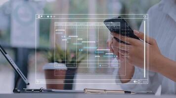 Project manager working with Gantt chart schedule to plan tasks and deliverables. Scheduling activities with a planning software, Corporate strategy for finance, operations, sales, marketing. video