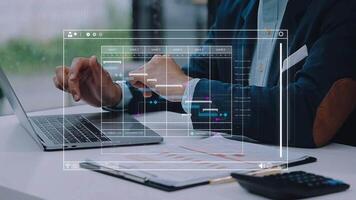 Project manager working with Gantt chart schedule to plan tasks and deliverables. Scheduling activities with a planning software, Corporate strategy for finance, operations, sales, marketing. video