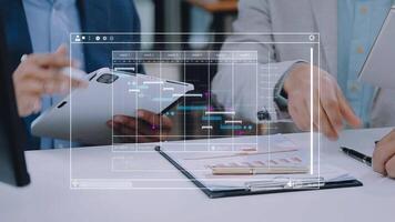 Project manager working with Gantt chart schedule to plan tasks and deliverables. Scheduling activities with a planning software, Corporate strategy for finance, operations, sales, marketing. video