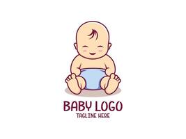 baby logo design with a baby sitting on the floor vector