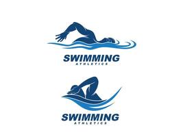 swimming logo design template illustration vector