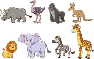 conjunto de linda dibujos animados animales.grandes conjunto con dibujos animados aplicado animales colección con mamíferos. vector