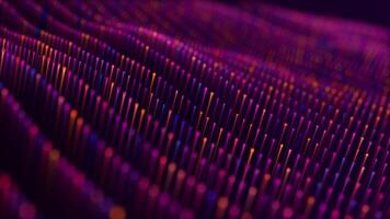 wellig Feld von ziehen um lange Blau Violett Partikel mit ein Sanft glühen bewirken , 4k , 60 fps video